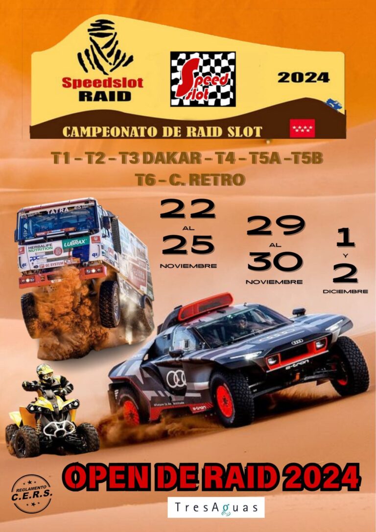 OPEN DE RAID 2024 EN SPEEDSLOT 22 AL 25 DE NOVIEMBRE, 29 AL 30 DE NOVIEMBRE Y 1 Y 2 DE DICIEMBRE (C.C TRESAGUAS, ALCORCON)